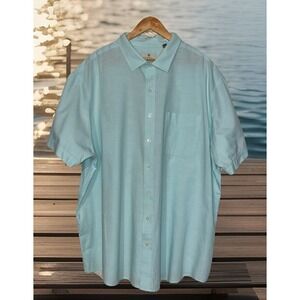 Oak hill Shirt Men 2XL Light Blue‎ Short Sleeve Pocket Button Up Beach Vacation